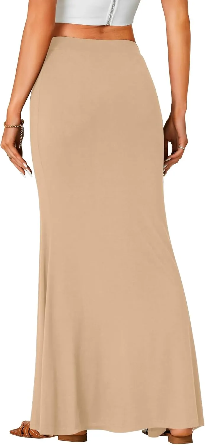 Rooscier Women's High Waist Maxi Skirt Lightweight Floor Length Flared Long Skirt