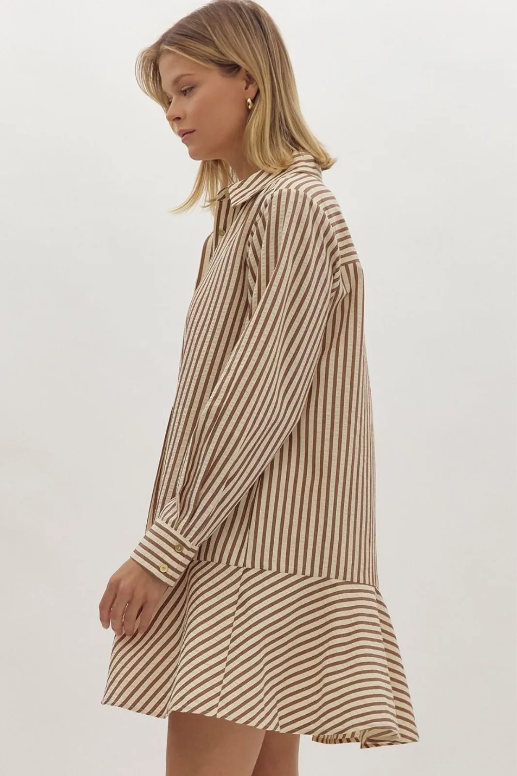 SALE - Bella Stripe Button Up Mini Dress