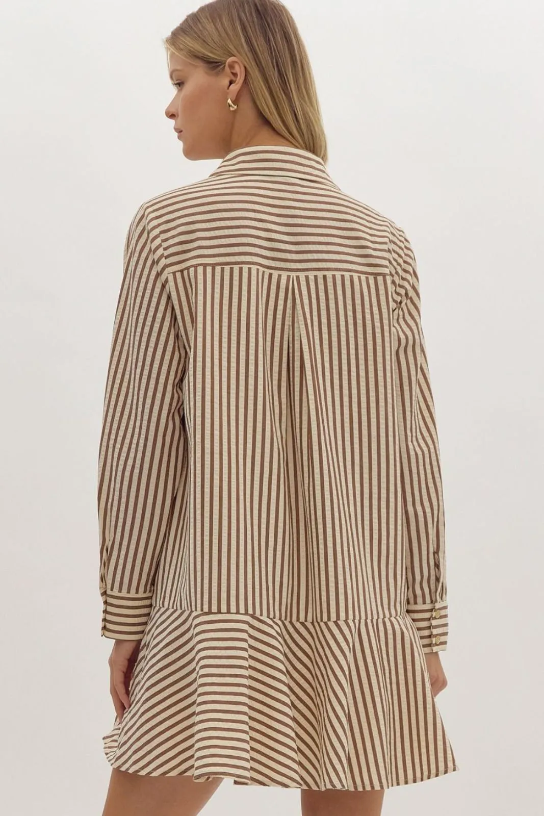 SALE - Bella Stripe Button Up Mini Dress