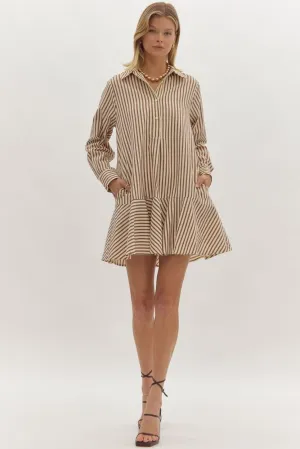 SALE - Bella Stripe Button Up Mini Dress