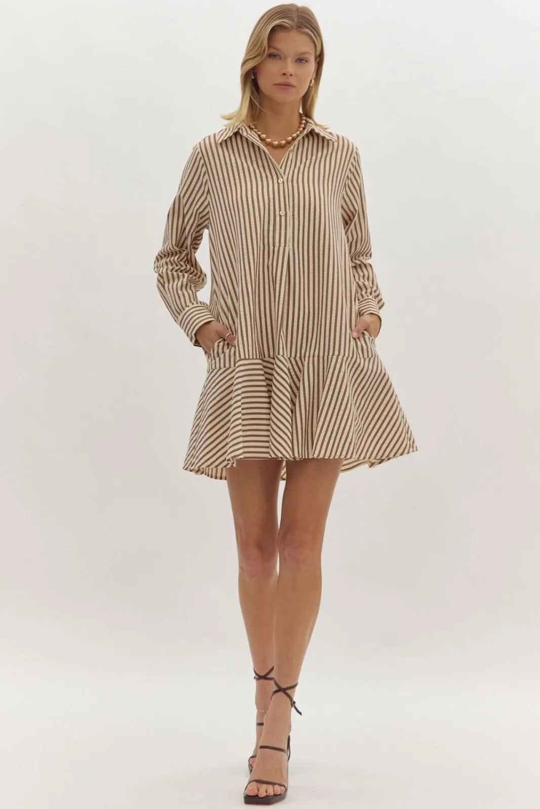 SALE - Bella Stripe Button Up Mini Dress