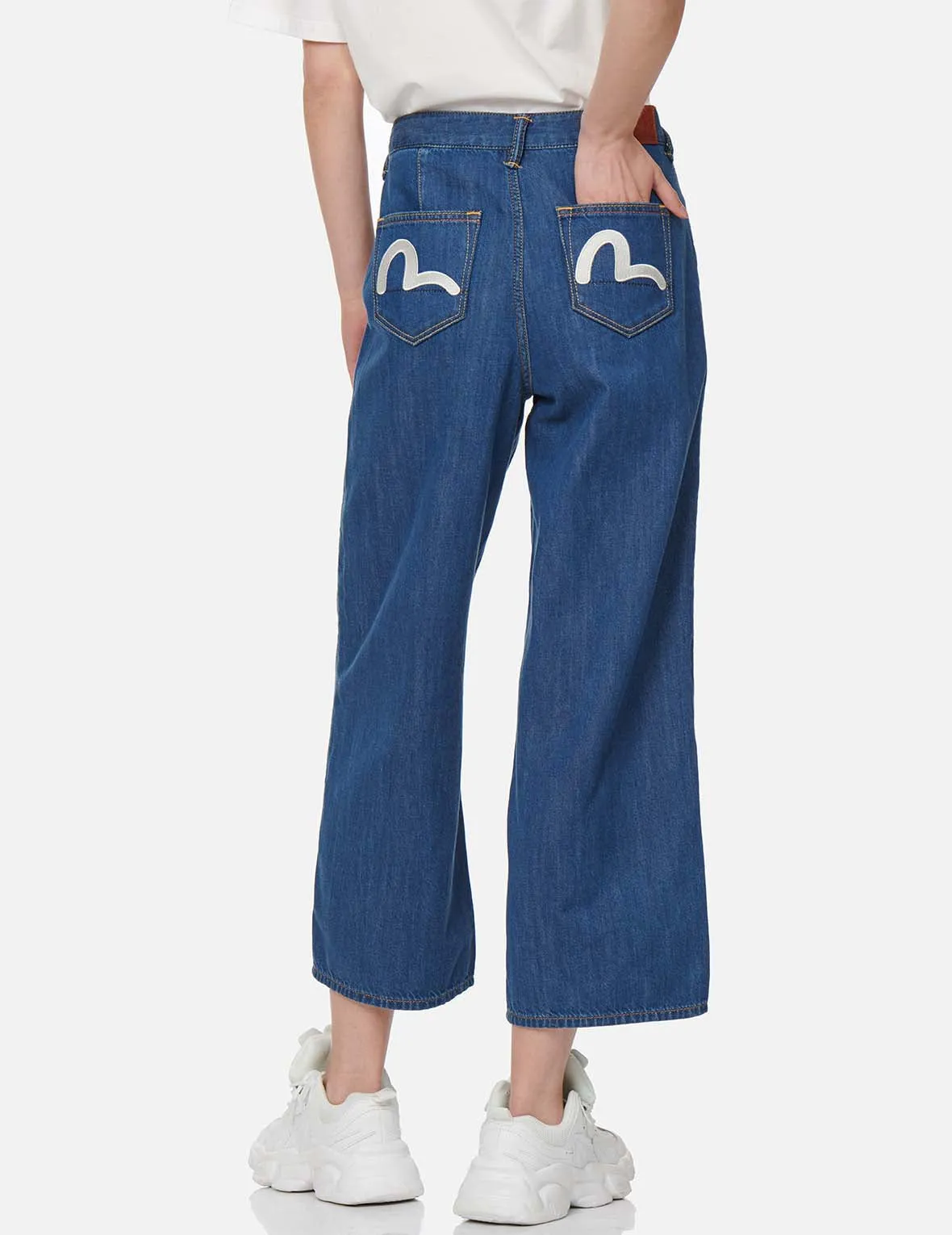 Seagull Embroidered Denim Culottes