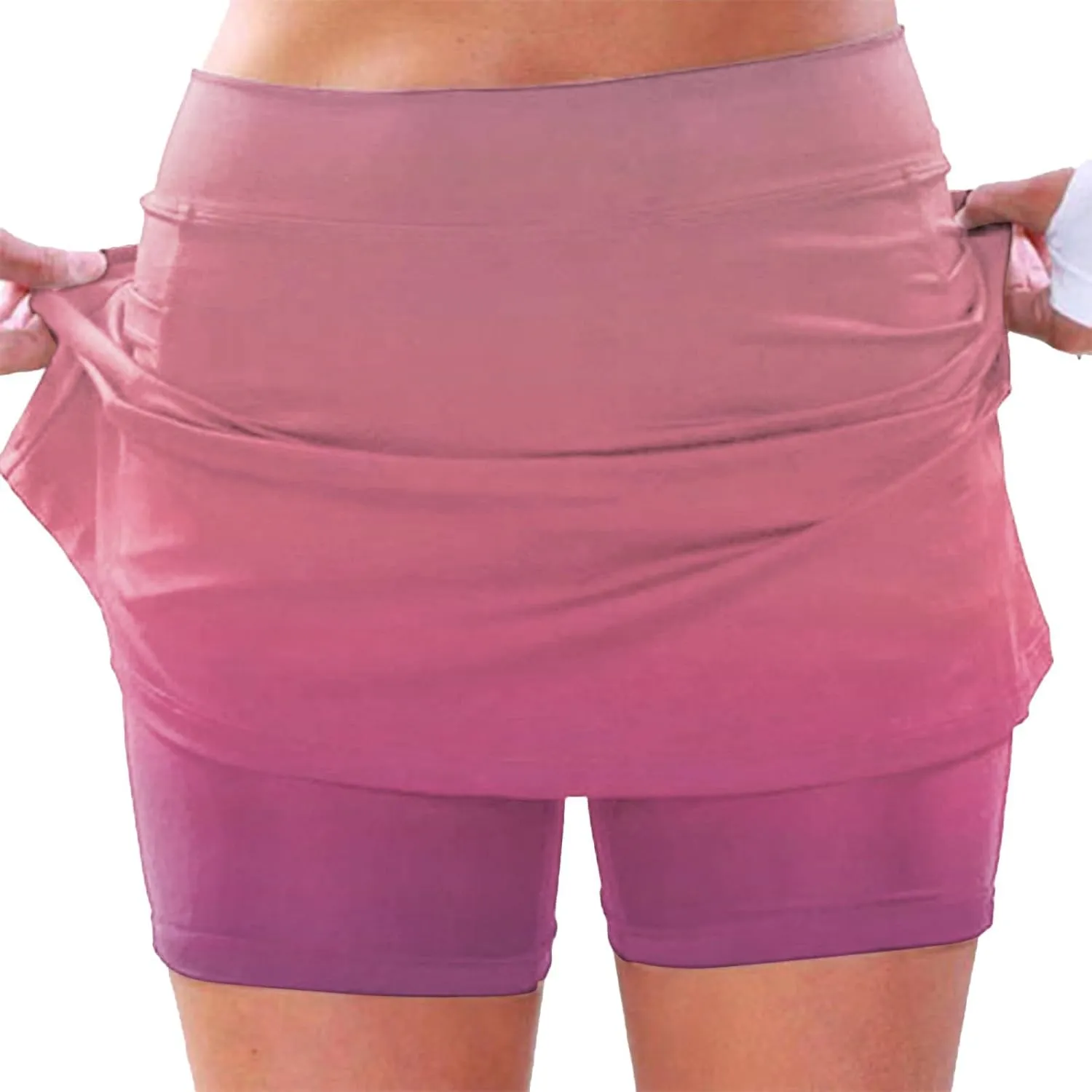 Skirts for Women Summer Trendy Stretch Yoga Culottes Athletic Shorts High Waist Lightweight Stretchy Yoga Skirts with Pocket