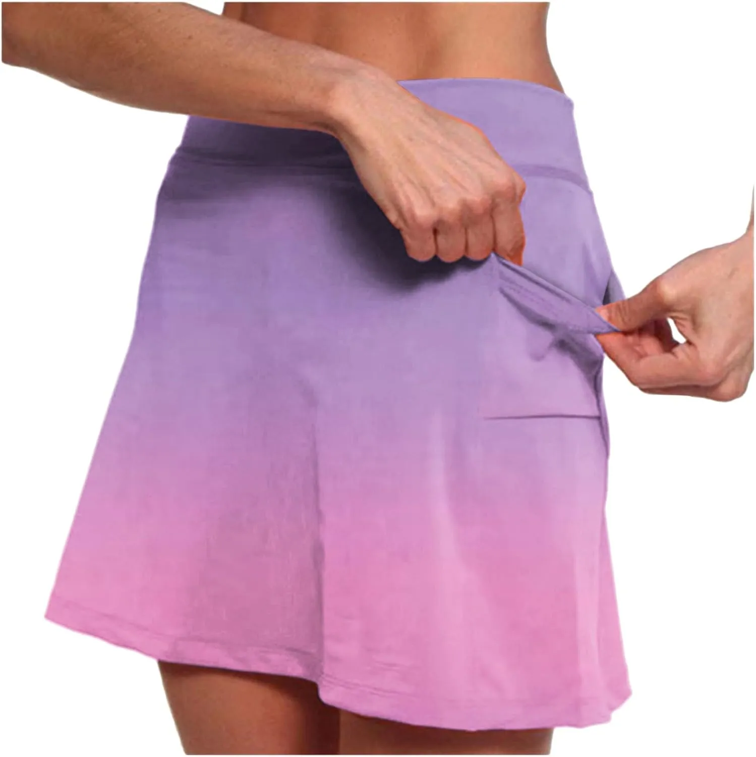 Skirts for Women Summer Trendy Stretch Yoga Culottes Athletic Shorts High Waist Lightweight Stretchy Yoga Skirts with Pocket