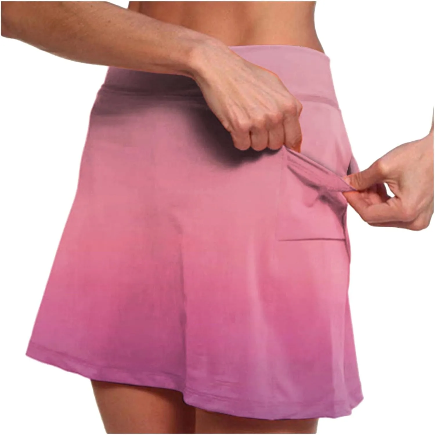 Skirts for Women Summer Trendy Stretch Yoga Culottes Athletic Shorts High Waist Lightweight Stretchy Yoga Skirts with Pocket