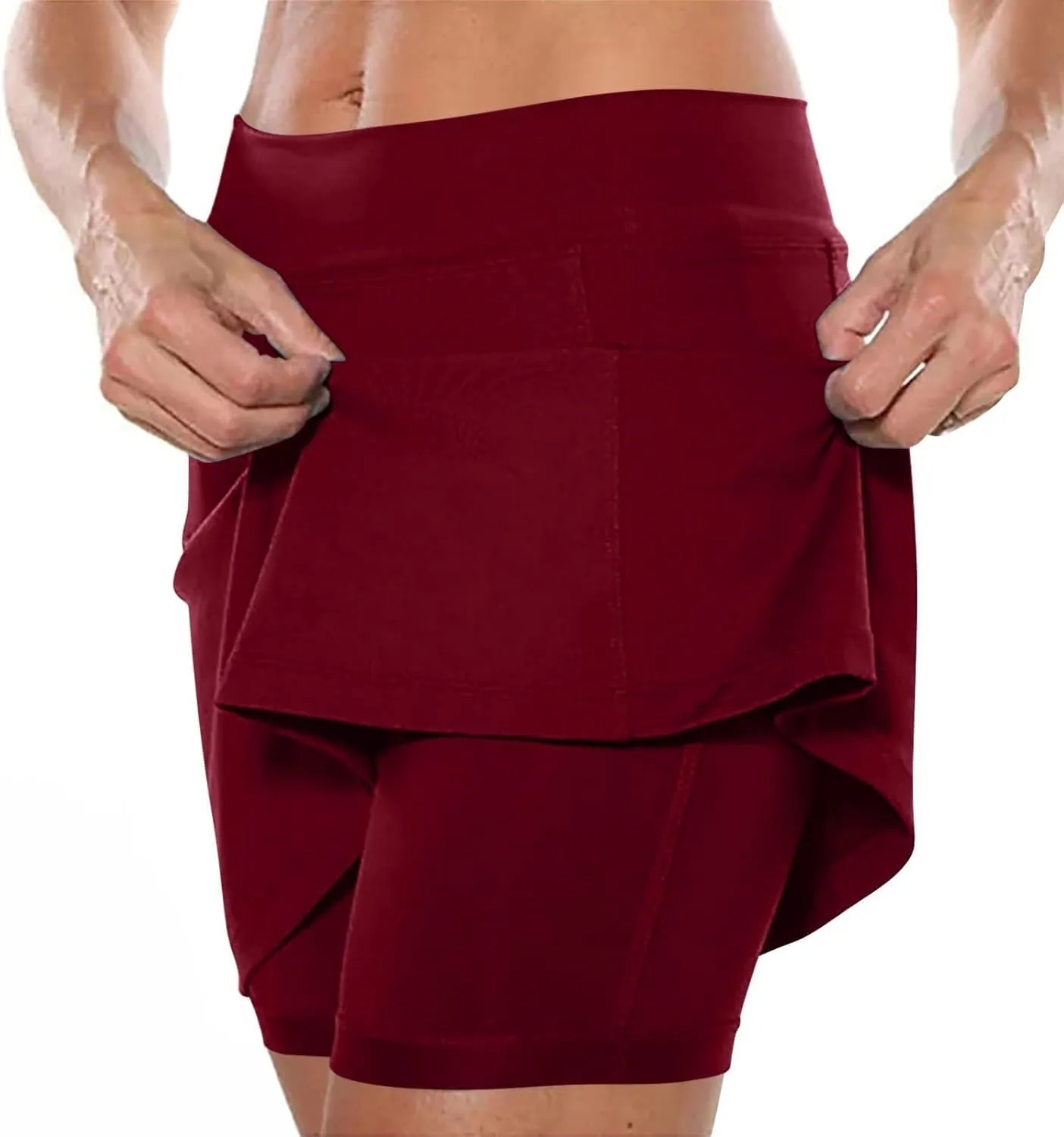 Skirts for Women Trendy Summer Stretch Yoga Culottes Solid Color Athletic Shorts High Waist Lightweight Elastic Joggers Skirt