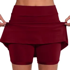 Skirts for Women Trendy Summer Stretch Yoga Culottes Solid Color Athletic Shorts High Waist Lightweight Elastic Joggers Skirt