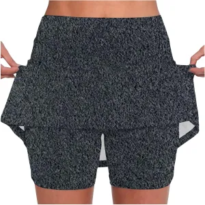 Skirts for Women Trendy Summer Stretch Yoga Culottes Solid Color Athletic Shorts High Waist Lightweight Elastic Joggers Skirt