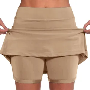 Skirts for Women Trendy Summer Stretch Yoga Culottes Solid Color Athletic Shorts High Waist Lightweight Elastic Joggers Skirt