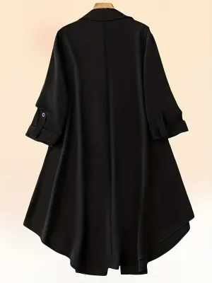 Stylish Plus Size Button Up Blouse with Roll Up Sleeves