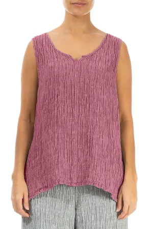 Sweetheart Neck Crinkled Mauve Taupe Silk Top