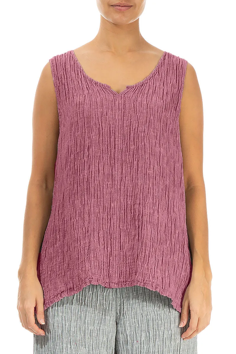 Sweetheart Neck Crinkled Mauve Taupe Silk Top