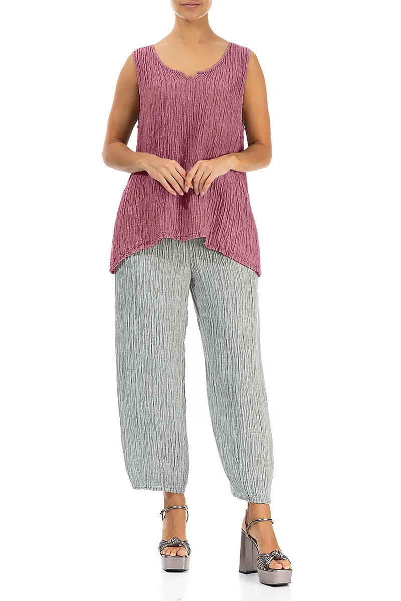 Sweetheart Neck Crinkled Mauve Taupe Silk Top