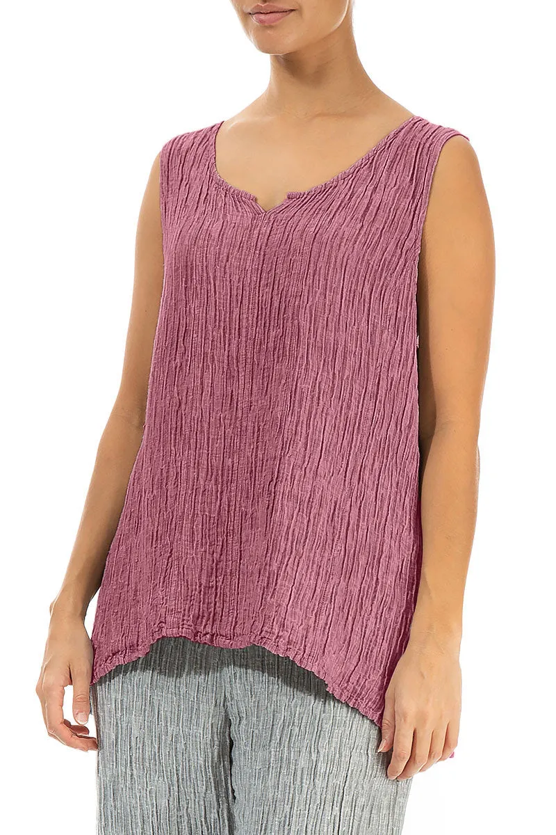 Sweetheart Neck Crinkled Mauve Taupe Silk Top