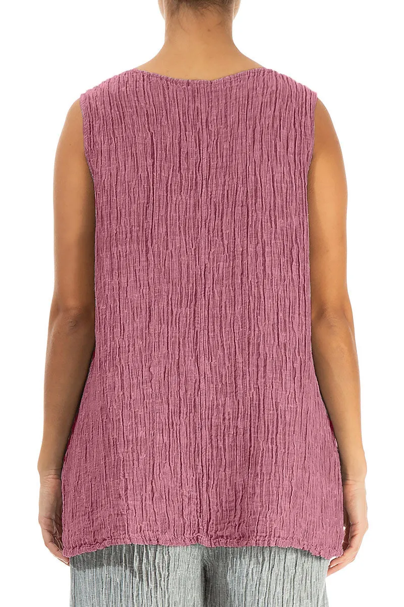 Sweetheart Neck Crinkled Mauve Taupe Silk Top