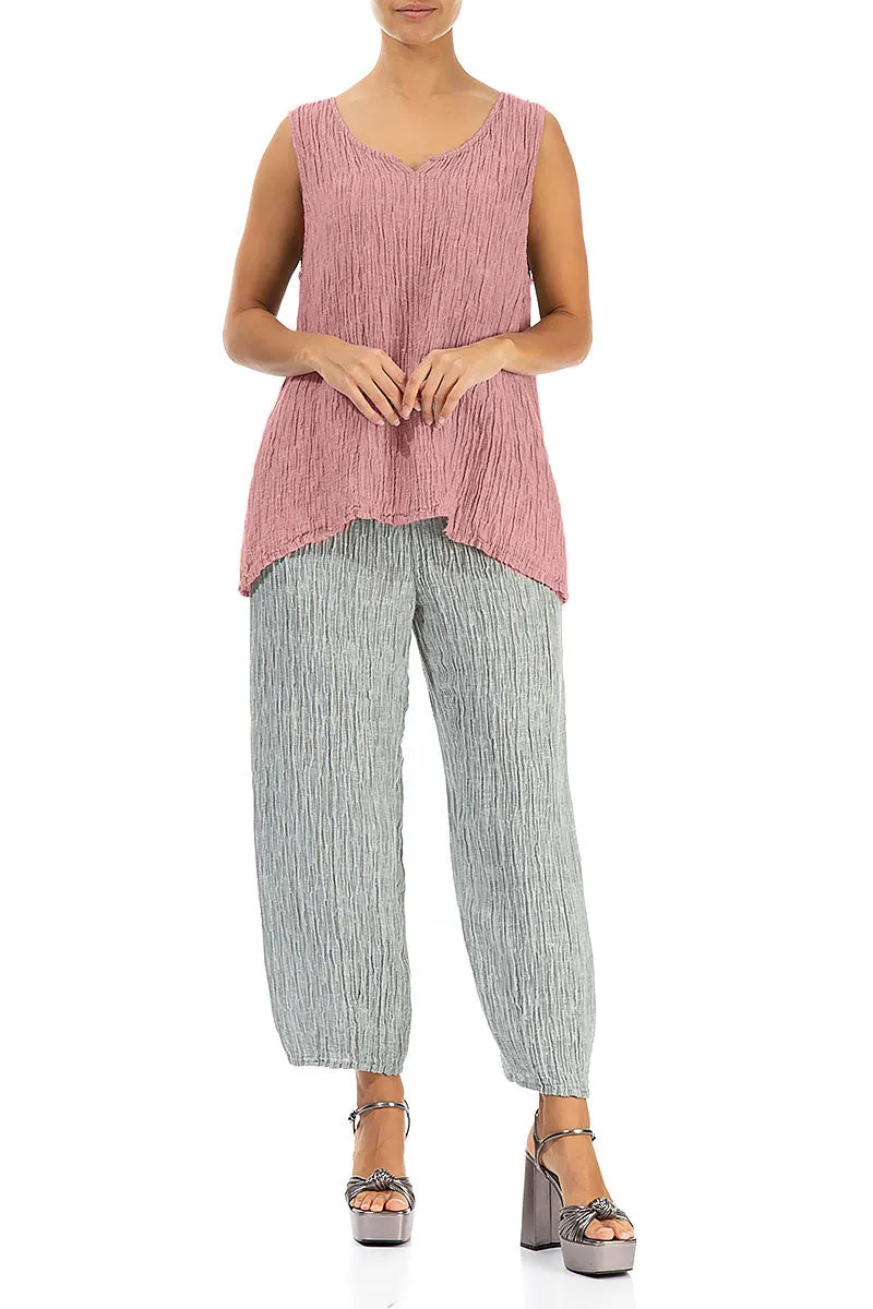 Sweetheart Neck Crinkled Powder Pink Silk Top