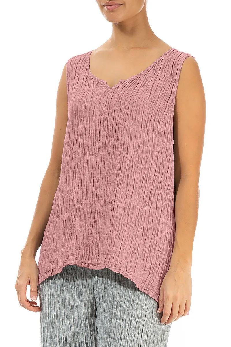 Sweetheart Neck Crinkled Powder Pink Silk Top
