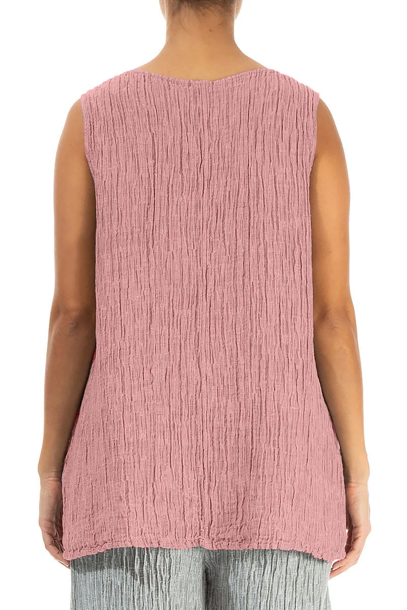 Sweetheart Neck Crinkled Powder Pink Silk Top
