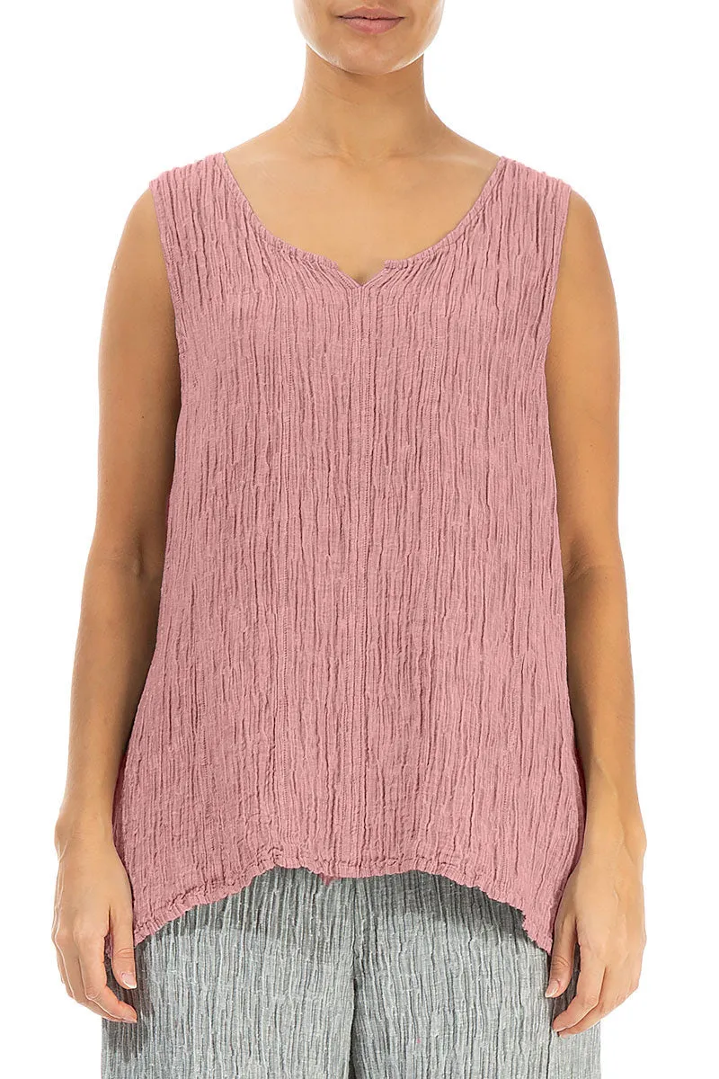 Sweetheart Neck Crinkled Powder Pink Silk Top