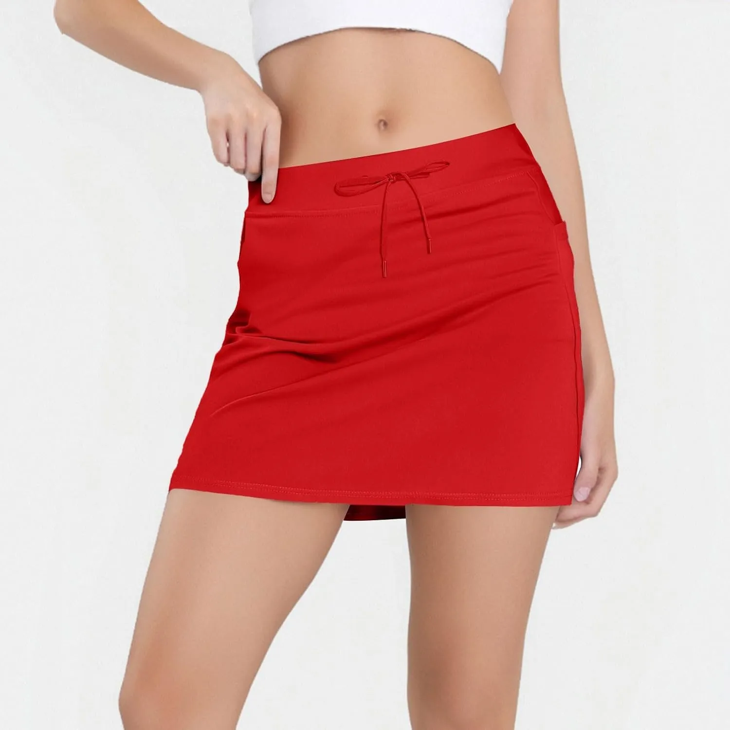Tennis Skirts for Women Solid Mini Skirt Tummy Control Golf Skirts with Shorts Athletic Skorts Elastic Yoga Culottes