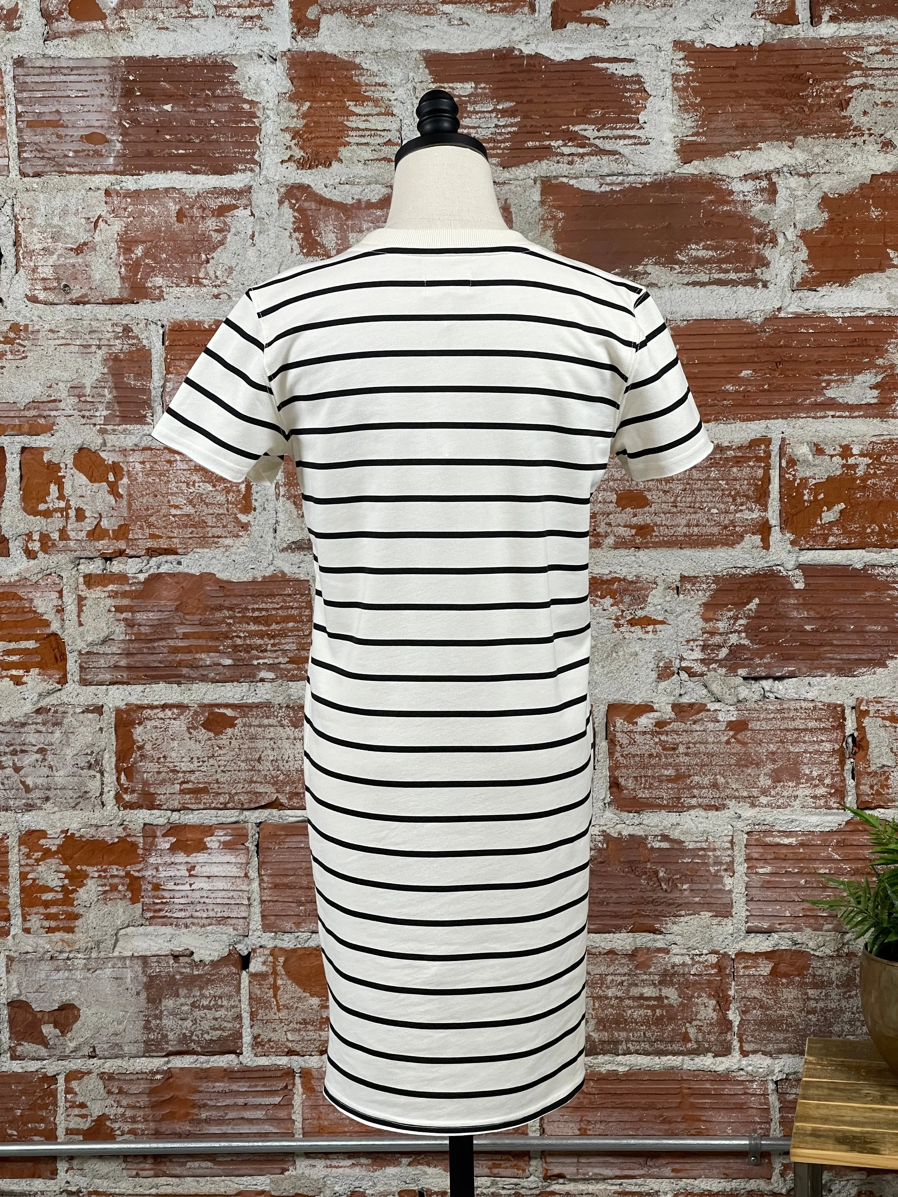 Thread & Supply Raiya Dress in Off White Black Stripe