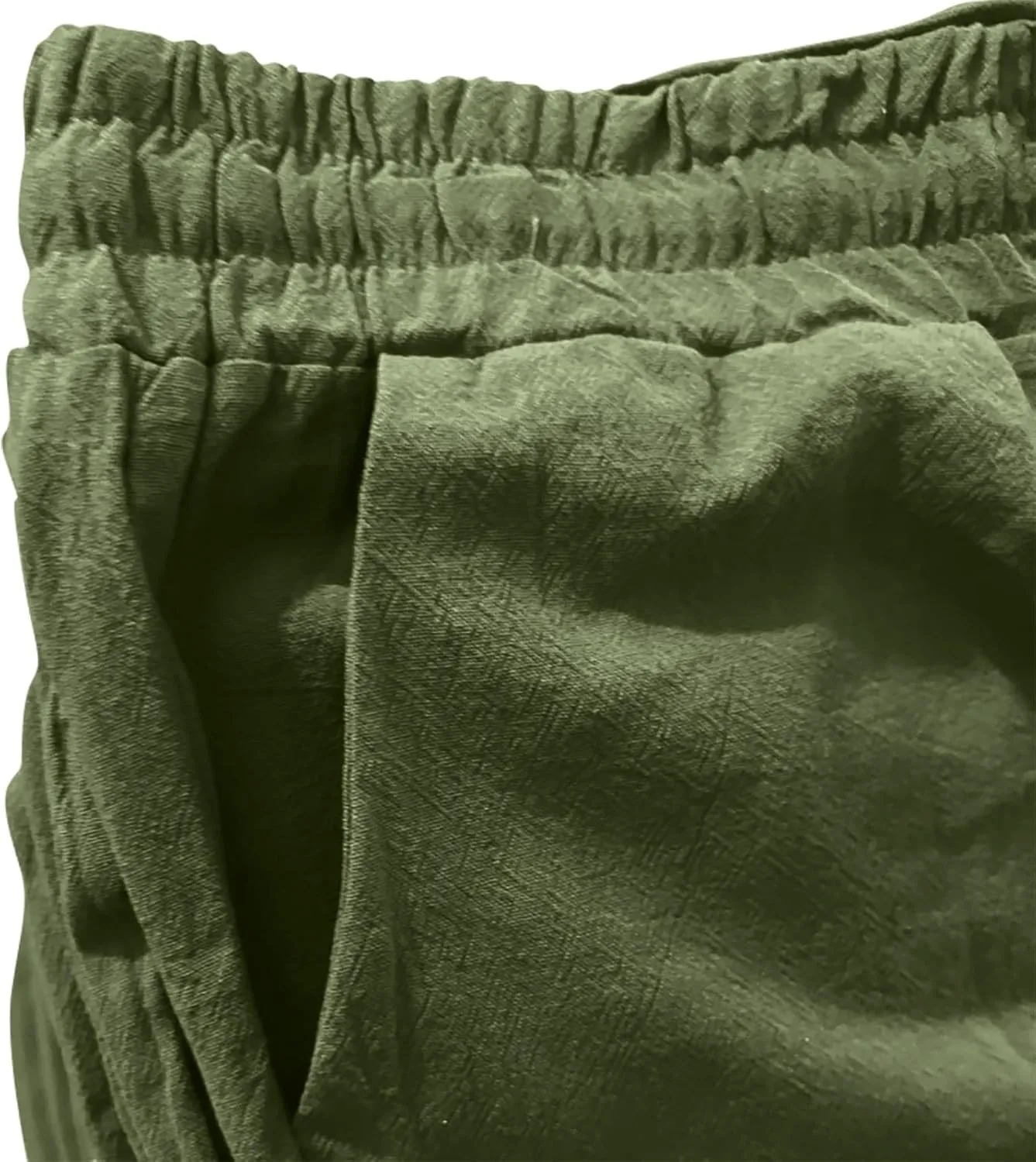 Wide Leg Linen Pants for Women Plus Size High Elastic Waist Baggy Cotton Pants with Pockets Stretch Casual Summer Trousers