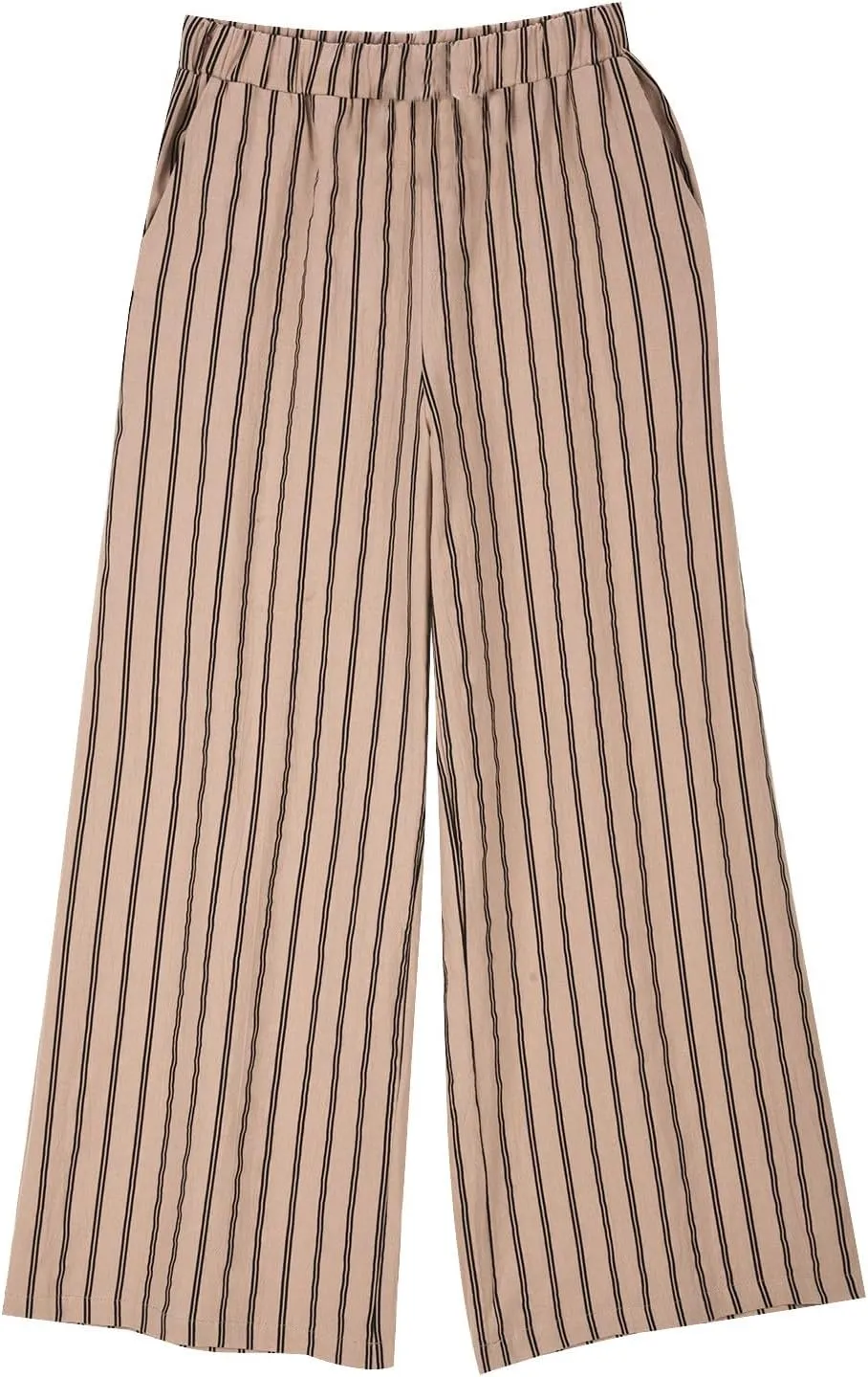 Wide Leg Pants Womans Summer Palazzo Capri Culottes for Women Linen Striped Print Vintage Baggy Beach Cropped Trousers