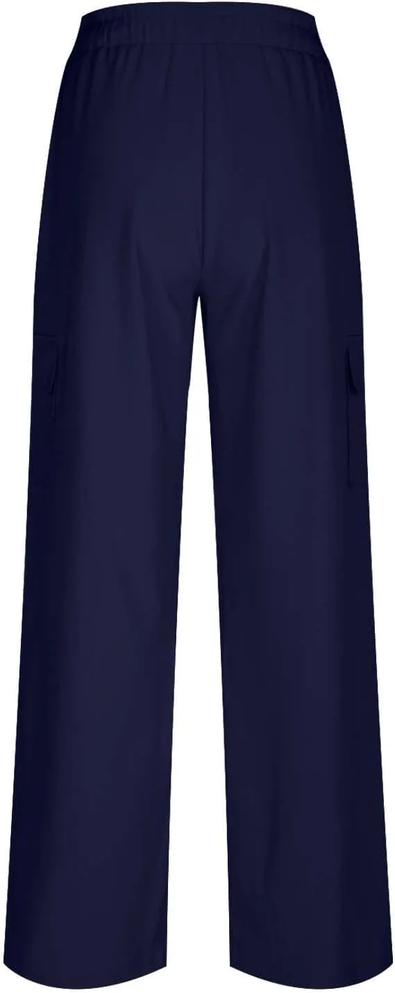 Women Palazzo Pants with Pockets Summer Casual Wide Leg High Waist Lounge Pants Flowy Beach Trousers Travel