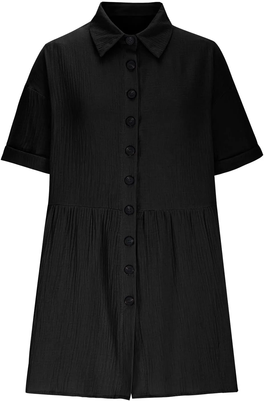 Womens Dresses 2025 Summer Button Down Cotton Linen Beach Mini Dress Casual Loose Fit Short Sleeve V Neck Shirt Dress