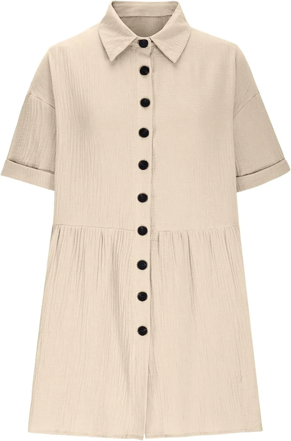 Womens Dresses 2025 Summer Button Down Cotton Linen Beach Mini Dress Casual Loose Fit Short Sleeve V Neck Shirt Dress