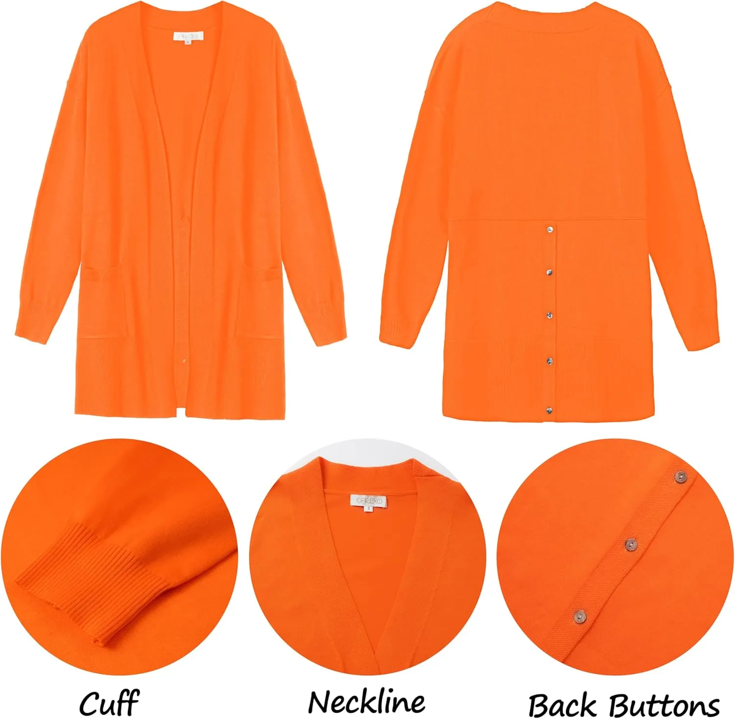 Women's Open Front Cardigan with Pockets Long Sleeve Solid Color Lightweight Knit Sweater