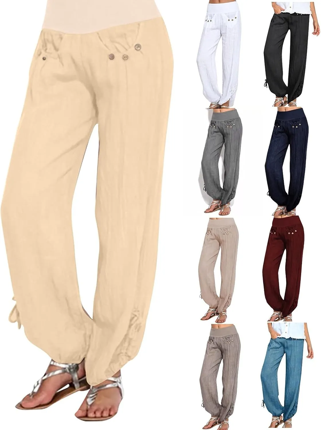 Women's Palazzo Pants, Women High Waist Casual Wide Leg Long Palazzo Pants Trousers Regular Size