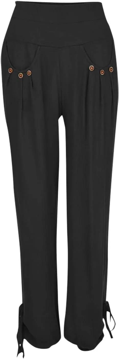 Women's Palazzo Pants, Women High Waist Casual Wide Leg Long Palazzo Pants Trousers Regular Size