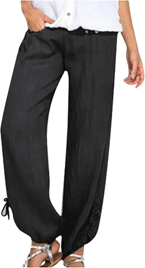 Women's Palazzo Pants, Women High Waist Casual Wide Leg Long Palazzo Pants Trousers Regular Size