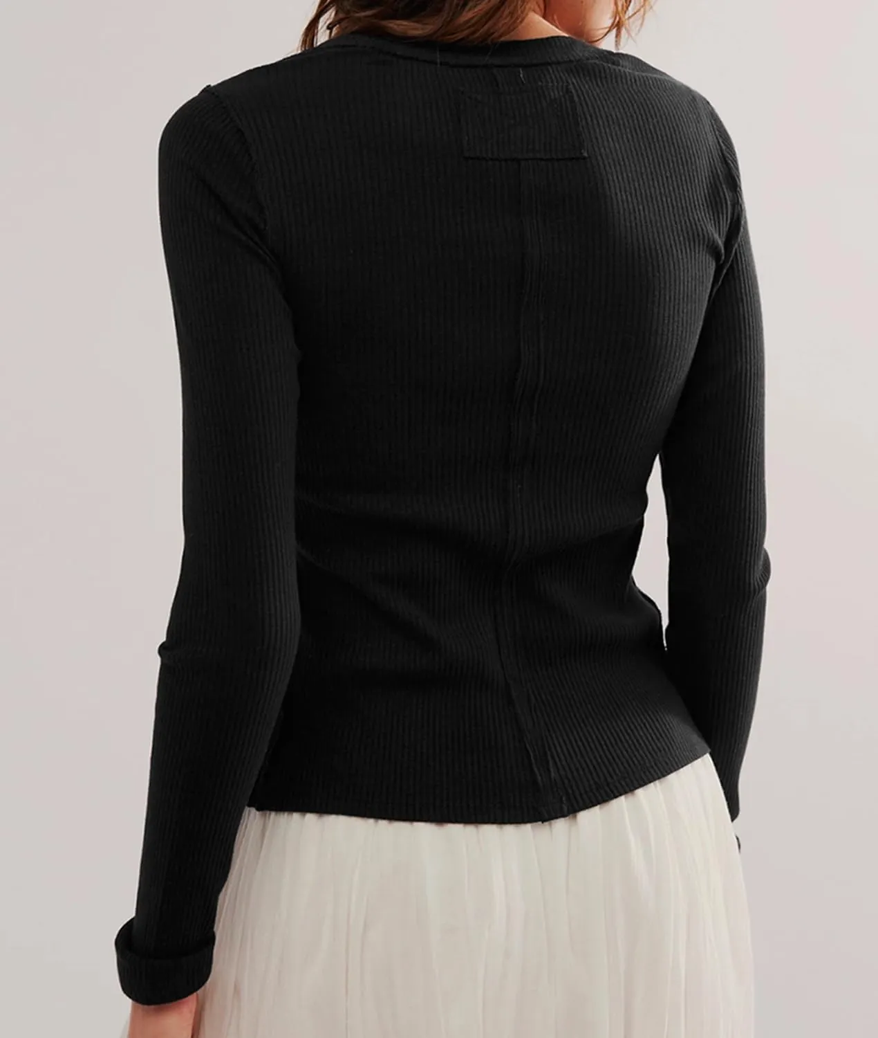 Womens Slim Fitted Ribbed Cardigan Long Sleeve Y2K Button Down Shirts Lightweight Pullover Tunic Tops