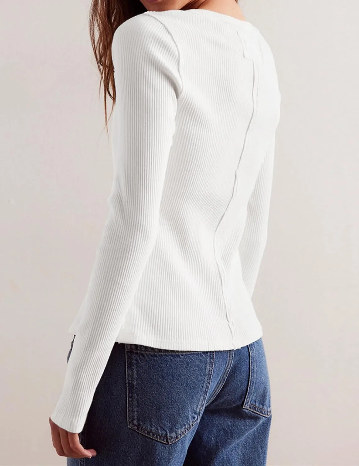 Womens Slim Fitted Ribbed Cardigan Long Sleeve Y2K Button Down Shirts Lightweight Pullover Tunic Tops