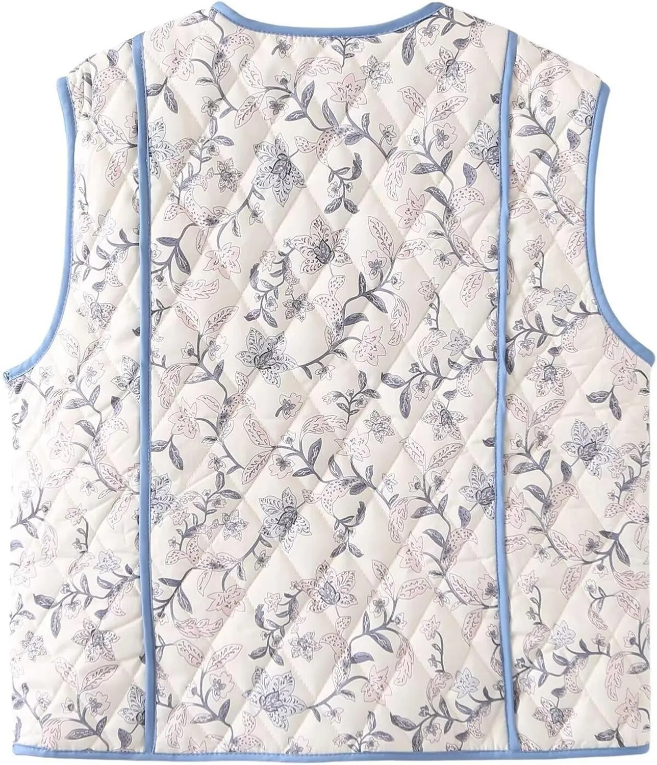 Women's Women's Floral Quilted Puffer Vest Lightweight Sleeveless Open Front Cropped Padded Outwear Vest