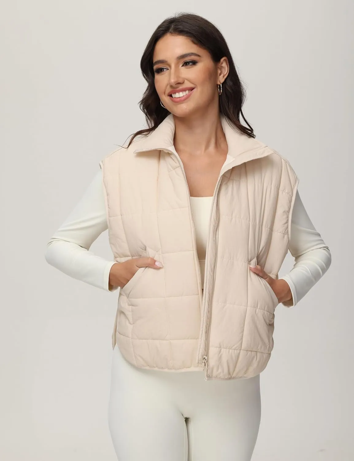 Xiaoxuemeng Puffer Vest Women Lightweight Zip Up Quilted Vest Padded Gilet Sleeveless Jacket with Pockets
