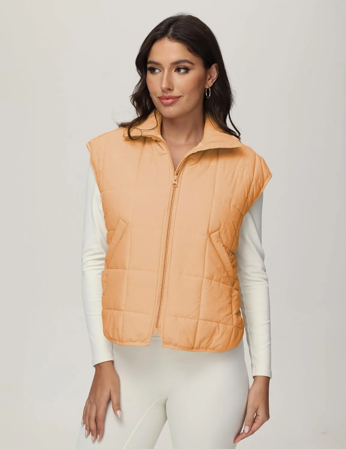 Xiaoxuemeng Puffer Vest Women Lightweight Zip Up Quilted Vest Padded Gilet Sleeveless Jacket with Pockets