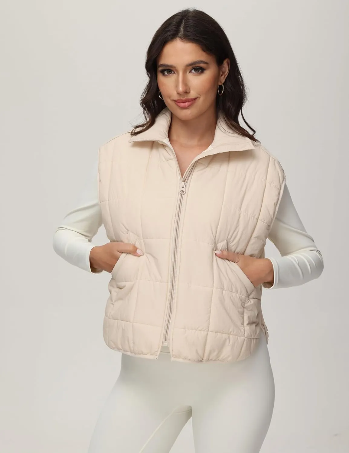 Xiaoxuemeng Puffer Vest Women Lightweight Zip Up Quilted Vest Padded Gilet Sleeveless Jacket with Pockets