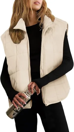 Xiaoxuemeng Puffer Vest Women Lightweight Zip Up Quilted Vest Padded Gilet Sleeveless Jacket with Pockets